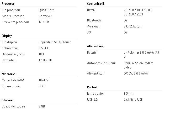  Allview Viva H10 HD - Specificatii tehnice