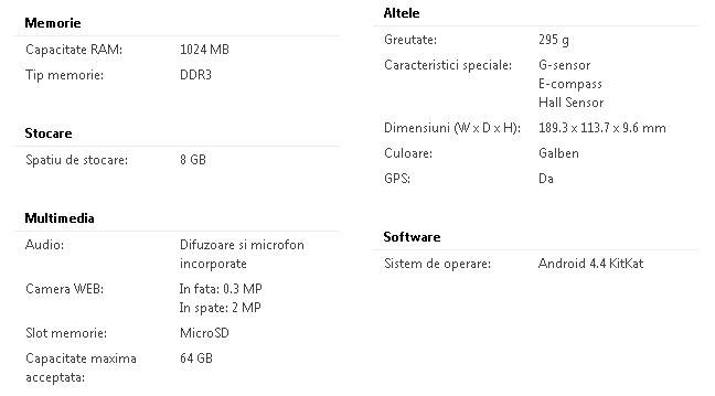 Asus MeMO Pad 7 ME176C-1E048A - Specificatii tehnice