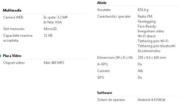  Allview Viva H10 HD - Specificatii tehnice