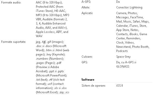 iPad mini 3 - Specificatii tehnice