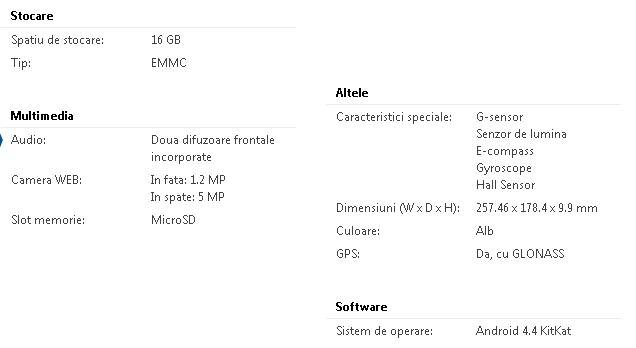 Asus Transformer Pad TF303K-1B017A - Specificatii tehnice
