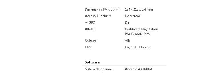 Sony Xperia Z3 Tablet - Specificatii tehnice
