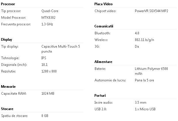 UTOk Hello 10Q HD - Specificatii tehnice
