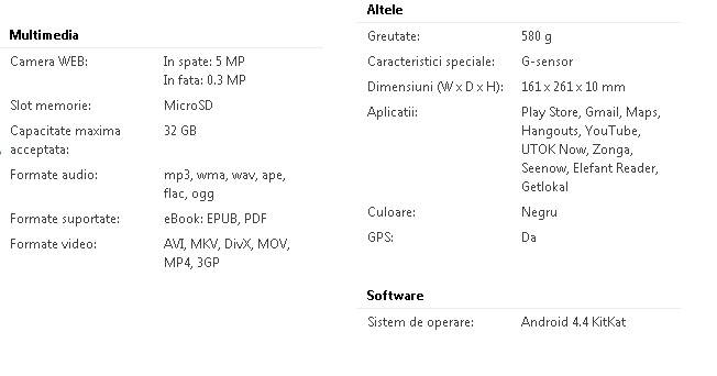 UTOk Hello 10Q HD - Specificatii tehnice