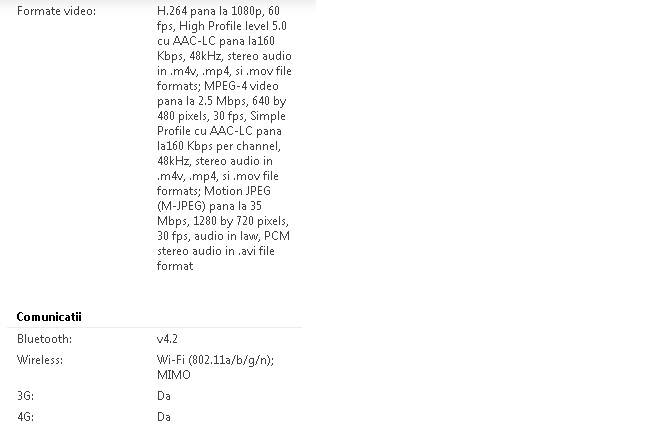 iPad Mini 4 - Specificatii tehnice